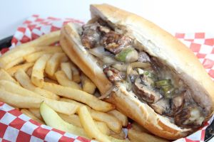 Vegetarian-friendly items include their famous Portabella Cheese-steak - a favorite among carnivores and herbivores alike.